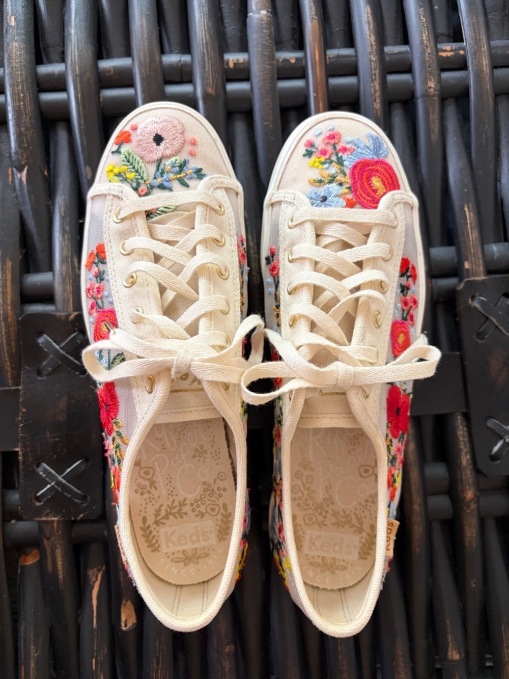 Keds Rifle Paper Co. Women’s Cream Embroidered Floral Canvas Sneakers